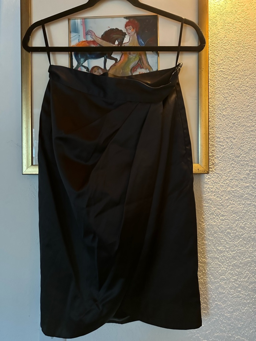 Classic Black Pencil midi  Skirt - Sleek Draped Fronted